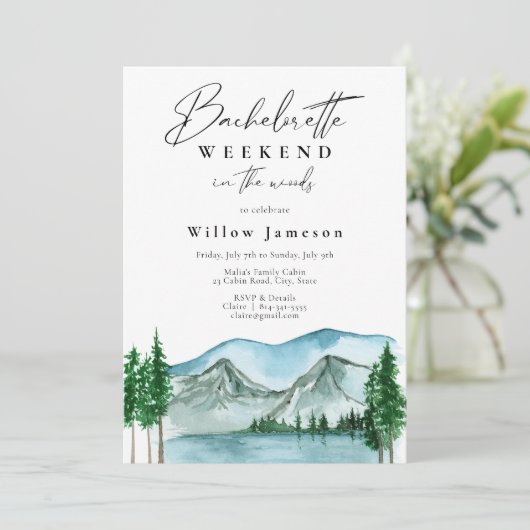 Invitation Camping Bachelorette Week-end dans les Bois (Debout devant)