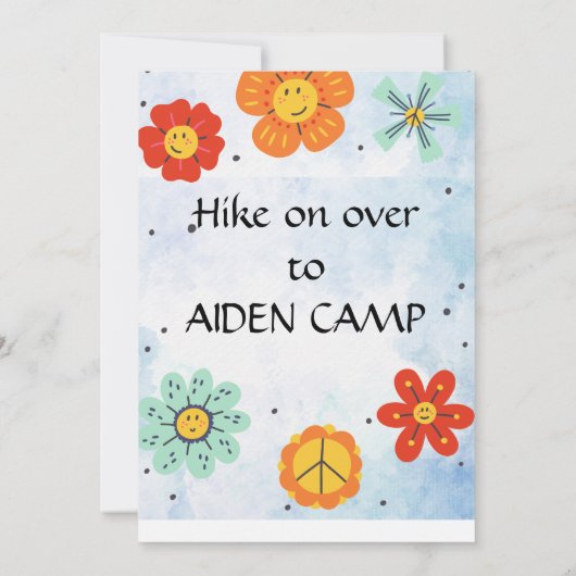 INVITATION CAMPING BASH D'ANNIVERSAIRE, CAMPING SUR LES MONTA (Dos)