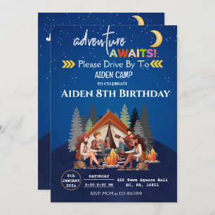 INVITATION CAMPING BASH D'ANNIVERSAIRE, CAMPING SUR LES MONTA