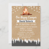 Invitation Camping Bonfire Happy Camper Rustic Kraft Annivers (Devant)