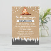 Invitation Camping Bonfire Happy Camper Rustic Kraft Annivers (Debout devant)