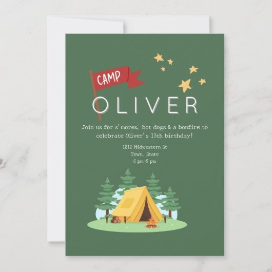 Invitation Camping Bonfire Outdoor Adventure Anniversaire (Devant)