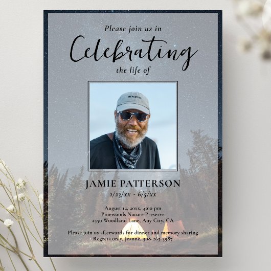 Invitation Camping Camper Celebration of Life, Funeral Photo