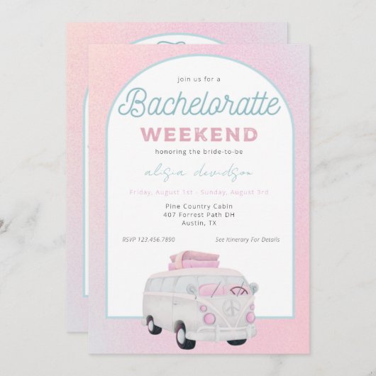 Invitation Camping Camping Camping Bachelorette (Devant / Derrière)