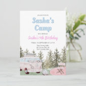 Invitation Camping Camping Fille forestière Anniversaire Invi (Debout devant)