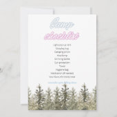 Invitation Camping Camping Fille forestière Anniversaire Invi (Dos)