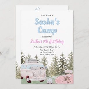 Invitation Camping Camping Fille forestière Anniversaire Invi