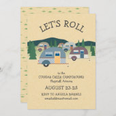 Invitation Camping Caravane Tear Drop Let's Roll (Devant / Derrière)