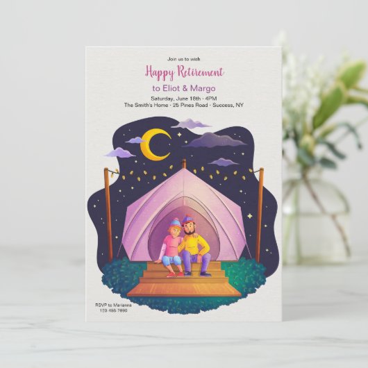 Invitation Camping Couple (Debout devant)
