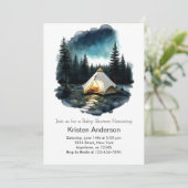 Invitation Camping dans le Baby shower Woods Adventure Await (Debout devant)