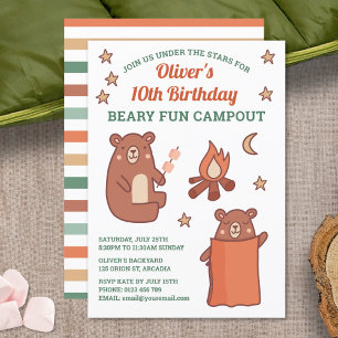 Invitation Camping d'Ours Blancs Cute Anniversaire