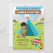 Invitation Camping extérieur Anniversaire African American Bo (Devant)