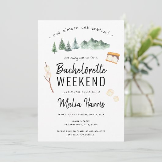 Invitation Camping extérieur Bachelorette Week-end Itinéraire (Debout devant)