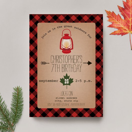 Invitation Camping / Fête d'anniversaire en plein air