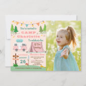 Invitation Camping Filles Anniversaire Camp hors de la fête P (Devant)