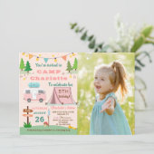 Invitation Camping Filles Anniversaire Camp hors de la fête P (Debout devant)