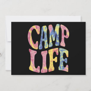 Invitation Camping Filles d'été Camp Life Tie-Die Rétro 