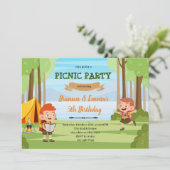 Invitation Camping garçon fille fête conjointe (Debout devant)