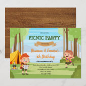 Invitation Camping garçon fille fête conjointe (Devant / Derrière)