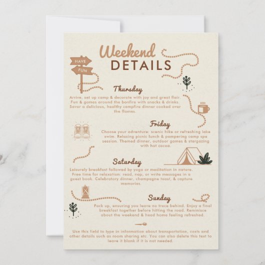 Invitation Camping Glamping Camp Terre 30e Anniversaire Week- (Dos)