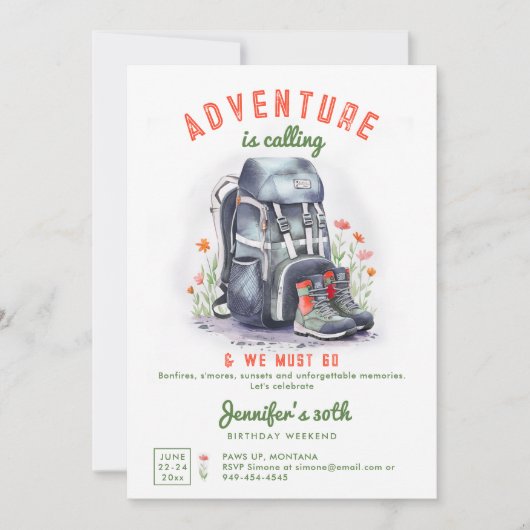 Invitation Camping Glamping Camp Wild 30e Anniversaire Week-e (Devant)