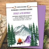 Invitation Camping Grill and Smores Camp Out Fille's Birthday