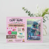Invitation CAMPING HORS Photo FÊTE D'ANNIVERSAIRE FEMMES rose (Debout devant)