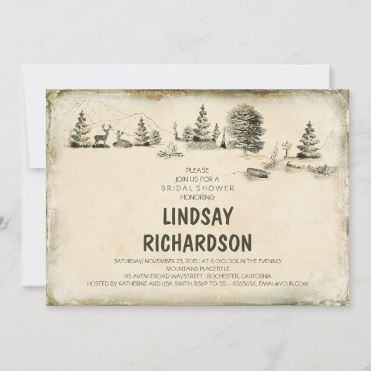 Invitation Camping Illustration Camping douche nuptiale (Devant)