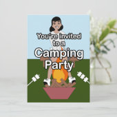 Invitation Camping Marshmallow & Campfire (Debout devant)
