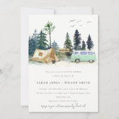 Invitation Camping Mint Green Pine Forest Couples Douche (Devant)