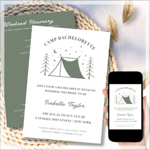 Invitation Camping Moderne Bachelorette Itinéraire Week-end