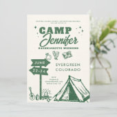 Invitation Camping Montagnes Camp Green Bachelorette Party (Debout devant)