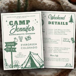 Invitation Camping Montagnes Green Camp Bachelorette Party