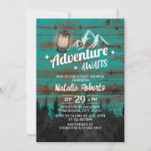 Invitation Camping Mountain Adventure Baby shower Turquoise r (Devant)