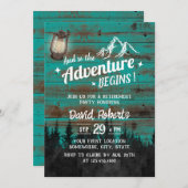 Invitation Camping Mountain Adventure Rustique Retraite Turqu (Devant / Derrière)