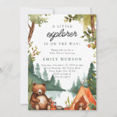 Invitation Camping Mountain Baby shower rustique (Devant)