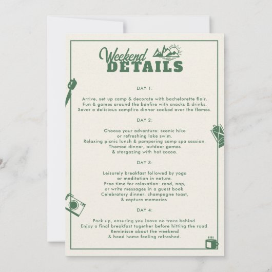 Invitation Camping Mountain Forest 30e anniversaire Week-end (Dos)