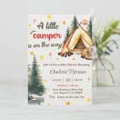 Invitation Camping Mountain Rustic Baby shower Party (Debout devant)