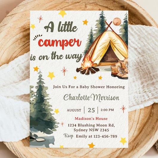 Invitation Camping Mountain Rustic Baby shower Party