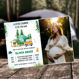 Invitation Camping Mountain Rustic Baby shower Party Photo