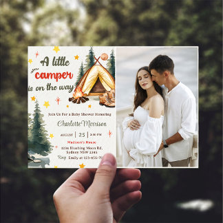 Invitation Camping Mountain Rustic Baby shower Party Photo