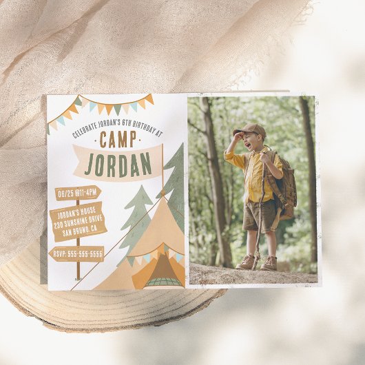 Invitation Camping Outdoor Adventure Boy Anniversaire Photo