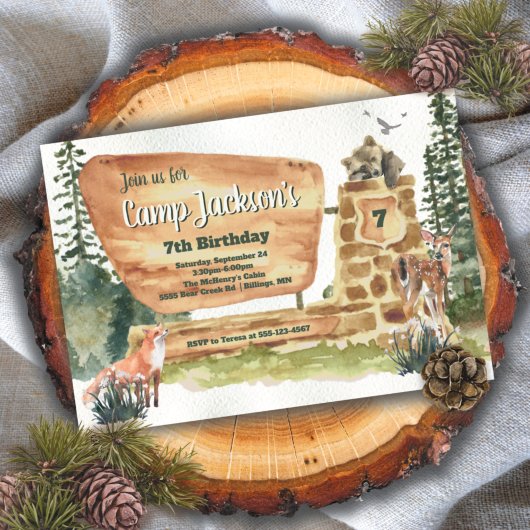 Invitation Camping Parc national du Woodland Anniversaire