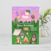 Invitation Camping plus fun fille anniversaire invitation. in (Debout devant)