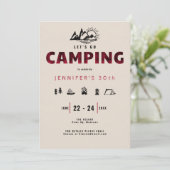 Invitation Camping Red Plaid en plein air 30e fête d'annivers (Debout devant)