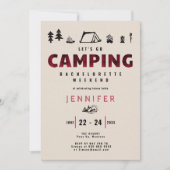 Invitation Camping Red Plaid Outdoors Bachelorette Week-end (Devant)
