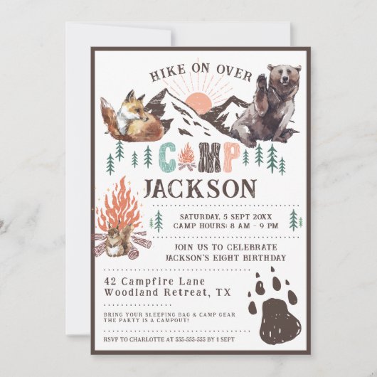 Invitation Camping Rustic Camp Anniversaire (Devant)