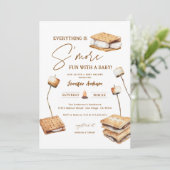 Invitation Camping S'more Baby shower amusant (Debout devant)