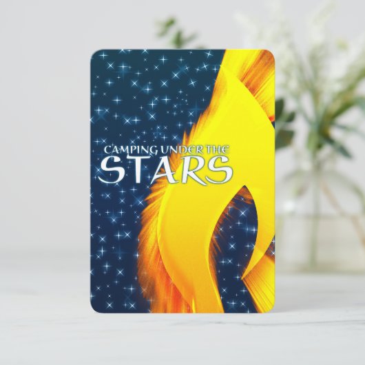 Invitation Camping sous les étoiles - Clair de lune et feu de (Debout devant)