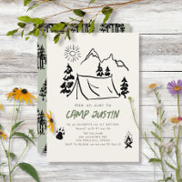 Camping Tent Mountain Boy dessiné à la main 1er an